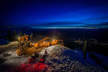 Snowmobile Crystal Hut Mountain Top fondue